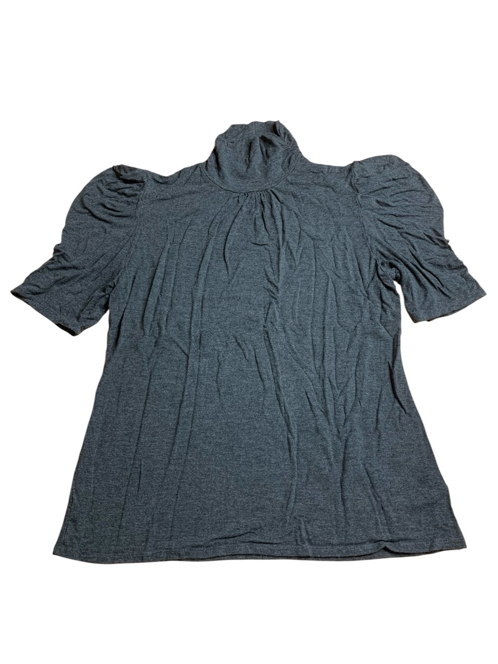 Fever Grey Mock Neck Puff Sleeve Top Women’s Size Large